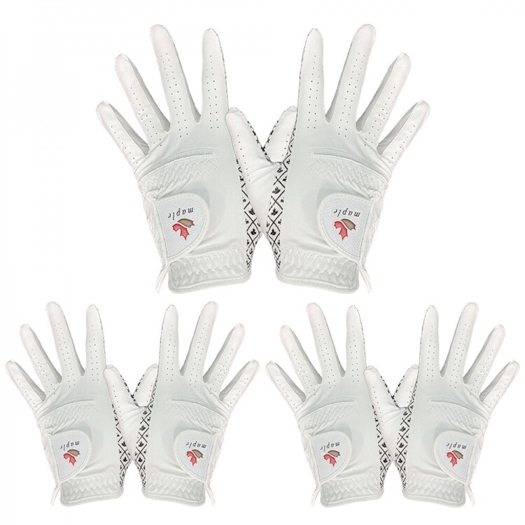 [폴리브파크골프정품] 메이플 파크골프장갑 남성용 화이트 3장 세트 GF