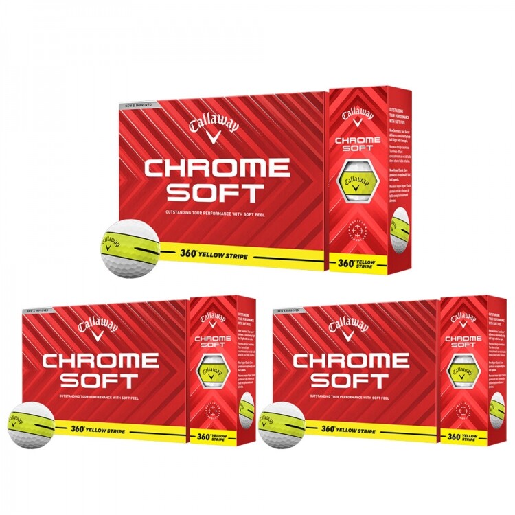 [캘러웨이정품] 크롬소프트 360 스트라이프 옐로우 골프공 (12구 3피스) 3더즌세트 GF