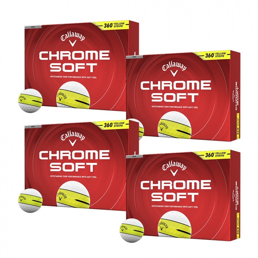 [한국캘러웨이정품] 26년 크롬소프트 360 옐로우 스트라이프 골프공 (12구 3피스) 4개 세트 GF