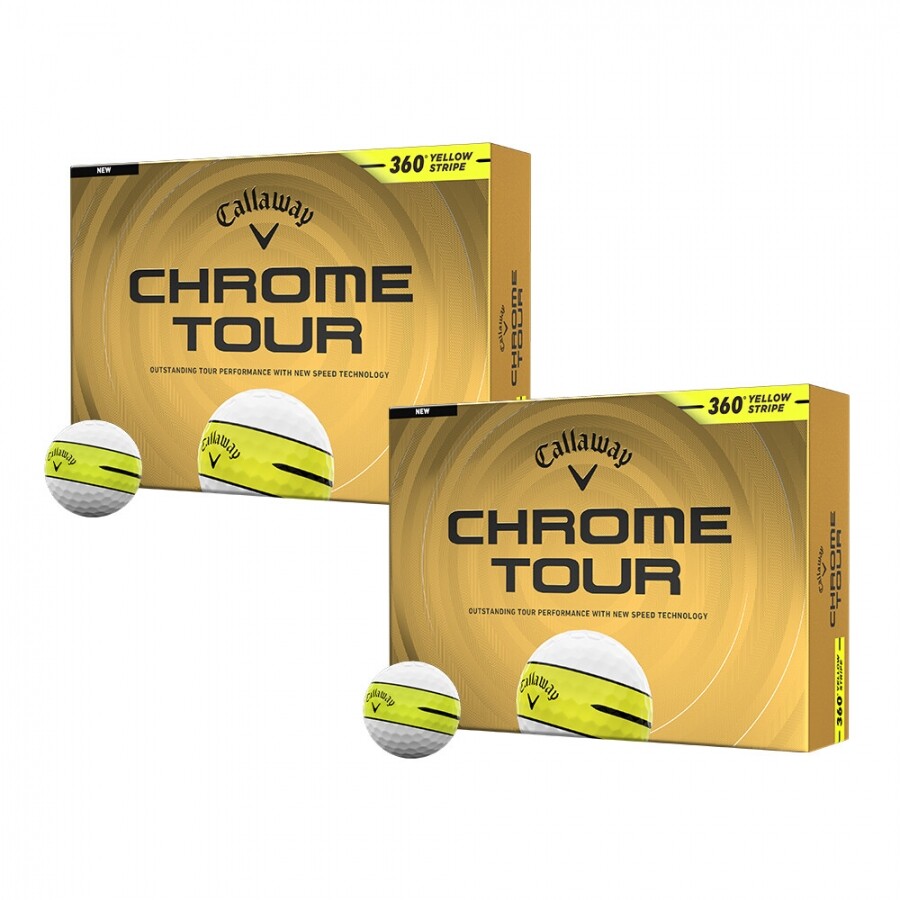 [한국캘러웨이정품] 26년 크롬 투어 360 옐로우 스트라이프 골프공 (12구 4피스) 2개 세트 GF