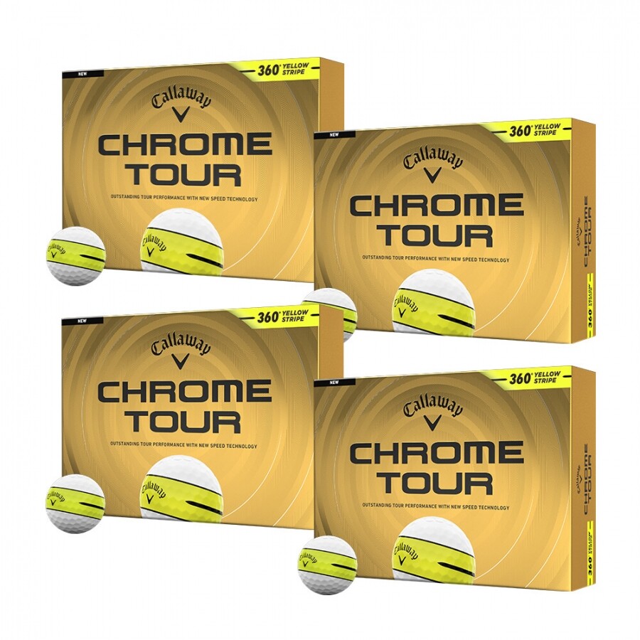 [한국캘러웨이정품] 26년 크롬 투어 360 옐로우 스트라이프 골프공 (12구 4피스) 4개 세트 GF