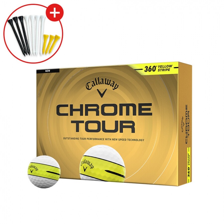 증정 [한국캘러웨이정품] 26년 크롬 투어 360 옐로우 스트라이프 골프공 (12구 4피스) GF