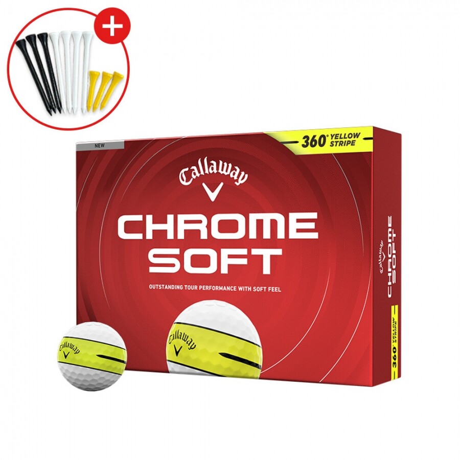 증정 [한국캘러웨이정품] 26년 크롬소프트 360 옐로우 스트라이프 골프공 (12구 3피스) GF