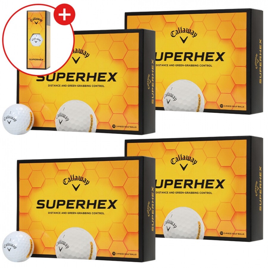 한국캘러웨이골프 26년 슈퍼핵스(SUPERHEX) 골프공 (1DZ 당 1슬리브 추가 증정) 4개 세트 GF